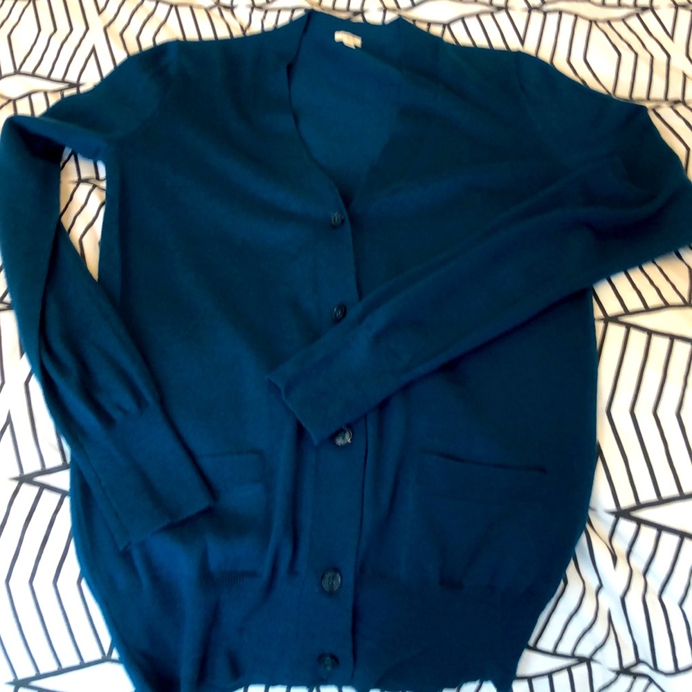 JCrew Women’s Teal Wool Cardigan Sweater. Size Small